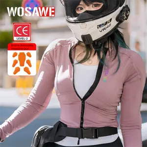 WOSAWE Spring Summer Women's Motorcycle Jacket Top Yoga Running Sportswear High Elastic Skin-Friendly Detachable CE Certified Soft Protective Gear Ladies Downhill Motocross Riding Clothing Reflective