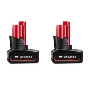 2 Pack 6.5Ah 12V Battery Compatible for Milwaukee ΛΛ12 Battery 48-11-2401 48-11-2412 48-11-2411 48-11-2420 48-11-2410 12Volt Cordless Tools for ΛΛ12 Lithium Battery TikTokShopBlackFriday