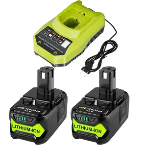 2Pack 8.0Ah Replacement for Ryobi 18V Battery with P117 Charger Lithium Compatible with Ryobi 18 Volt ONE+ Plus P102 P103 P104 P105 P107 P108 P109