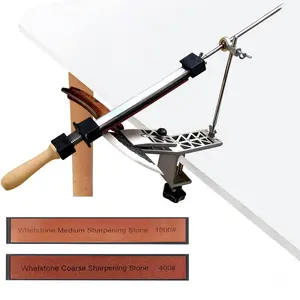 Professional Outdoor Knife Blade Sharpening System with Fixed Angle Manual Sharpener, Fast Edge Cutting Grinding Tool for Chef Knives & Bread Knives