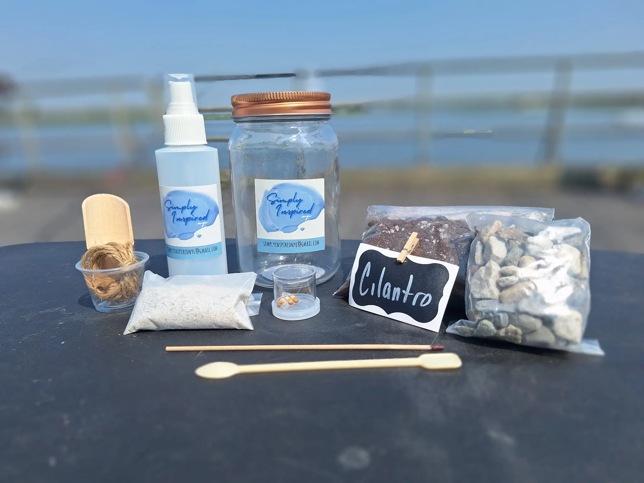 DIY Herb Garden in a Mason Jar Kit - Complete Starter Kit with Soil, Seeds, Pebbles, and Classic Clear Jar for Easy Indoor Gardening