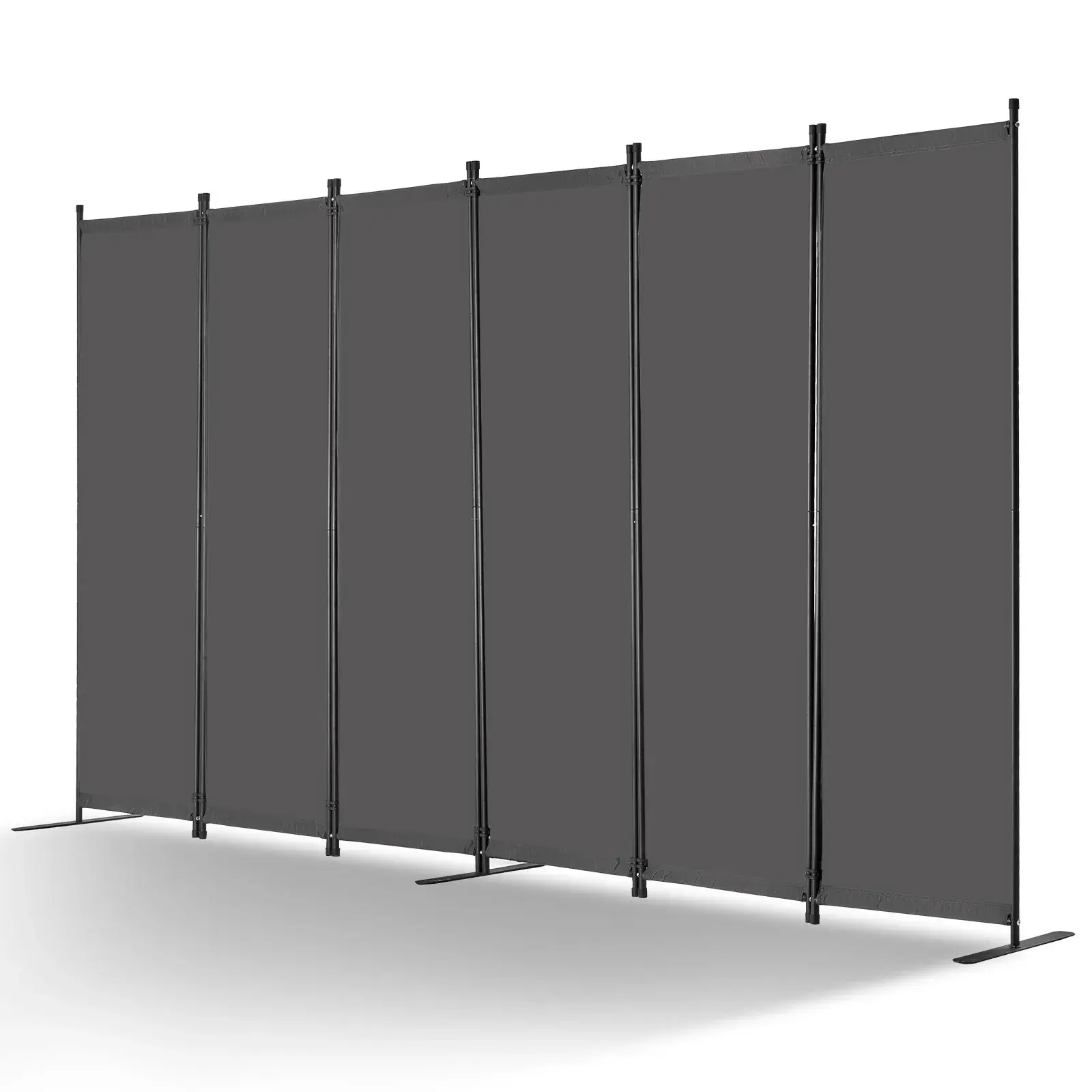 Freestanding 6 Panel Room Divider Grey Folding Privacy Screen Portable Partition for Study Office Home Apartment