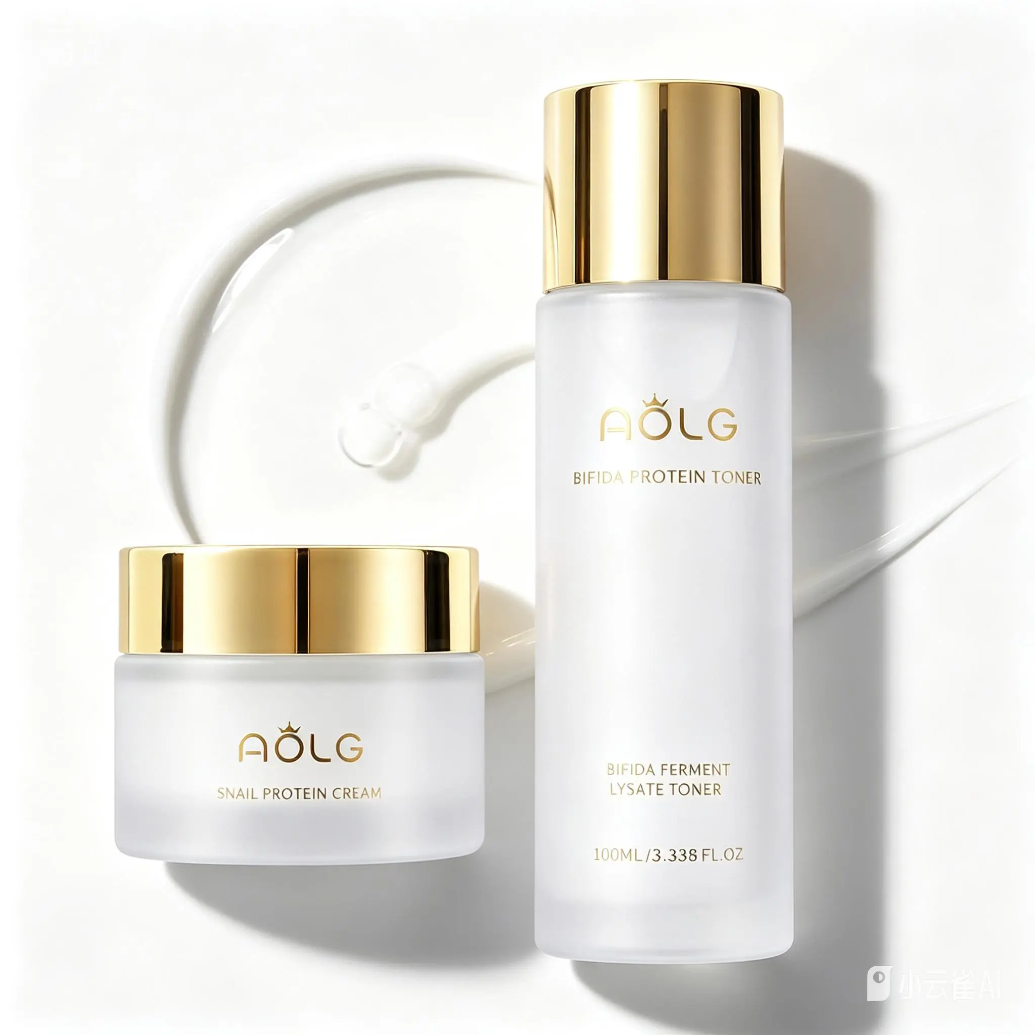 AOLG 98% Snail Mucin Cream & Bifida Toner Set, Hydrating Facial Duo for Anti-Aging, Barrier Repair with Hyaluronic Acid for All Skin Types, Moisture, Skin Repair, Lightweight, 50G, Apply After Cleanse, Moisturizer