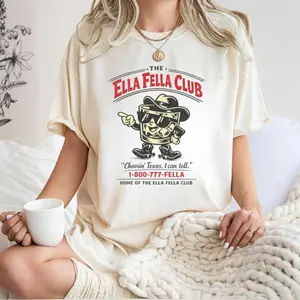 Ella Fella Club Vintage Graphic T-Shirt, Funny Western Cowboy Cartoon Tee, Retro Texas Style Shirt, Country Humor Gift, Unisex Casual Top