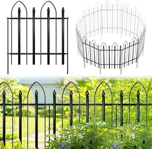 ARIFARO Garden Fence 32" H x 24" W (5 Panels, Total 10 ft), Metal Fence Decorative Border Fence, Rustproof Landscape Fencing for Dog, Flower Bed, Yard, Patio, Animal Barrier