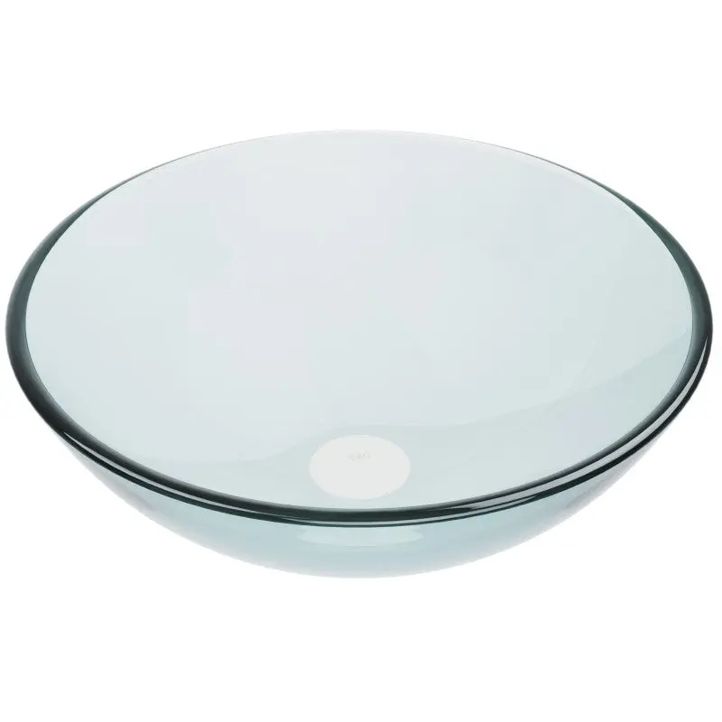 Crystalline Clear Vessel Sink – Tempered Glass, Above-Counter Round Design, Polished Finish, Scratch Resistant, cUPC Certified