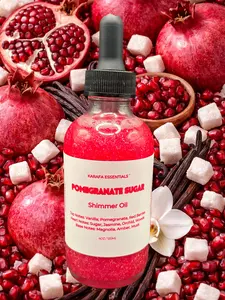Pomegranate Sugar Moisturizing Body Oil with Vanilla, Pomegranate, Red Berries, Sugar, Jasmine, Orchid, Woods, Magnolia, Amber, Musk for Radiant Skin by Karafa Essentials