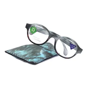 Citlalli, (Premium) Reading Glasses, Round Frame  +1.25 .. +3 Magnifying Eyeglasses (Marble Blue) Circle Style. NY Fifth Avenue Lightweight Unisex