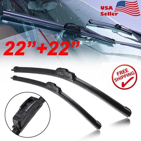 22" & 22" Front Windshield Wiper Blades J-HOOK Bracketless OEM Quality Jointles 22" & 22" Front Windshield Wiper Blades J-HOOK Bracketless OEM Quality Jointles