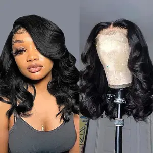 Bob Wig Human Hair Glueless Wigs Human Hair Pre Plucked Pre Cut 150% Density 4x4 HD Lace Closure Body Wave Bob Wigs for Black Women