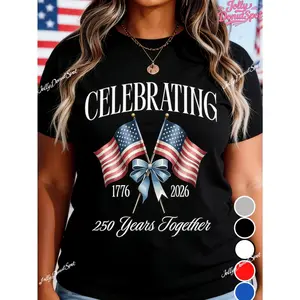 USA 250 Shirt Independence Day TShirt Celebrate Usa Flag Bow Tee Patriotic Gift America 250th Birthday Tee 4th of July Shirt, 100% Cotton, Suitable for Holiday Celebrations and Outdoor Activities