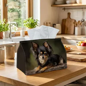 Tissue Box with Small dog resting on a surface  Decorative Storage Box for Holiday Home Decor, Kitchen, Living Room, Car - Festive Tissue Dispenser Ideal Gift, Compact & Stylish for Tissues or Decorative Use