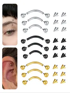 Stainless Steel Rook Piercing Jewelry, 16g Eyebrow Rings, Curved Barbell Dangle Cz Belly Lip Ring, Cartilage Daith Tragus Piercing