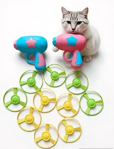 Safe Soft Flying Disc Launcher Cat Toy - Non-Toxic, BPA-Free, No Sharp Edges, Gentle on Cat Teeth & Gums, Interactive Chasing Toy for Indoor Cats