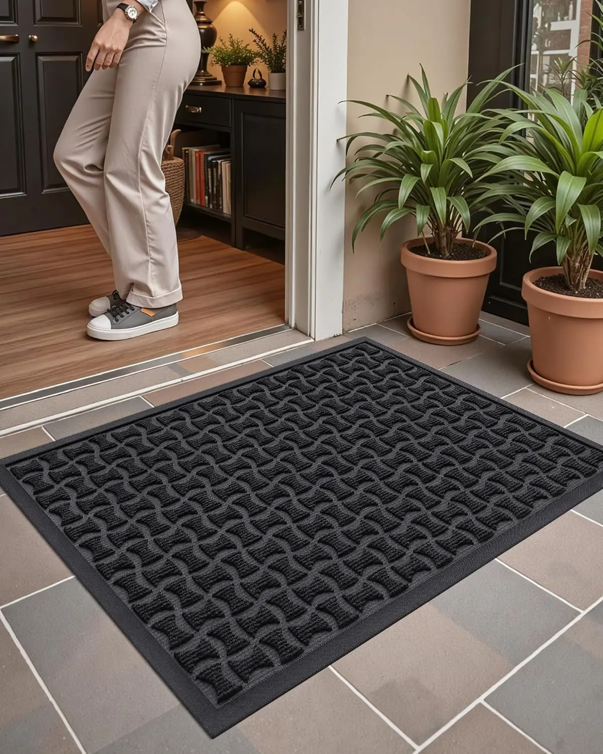 Color&Geometry Front Door Mat Outside Entrance, All-Season Heavy Duty Outdoor Door Mat for Patio Waterproof, Welcome Mat Doormat Outdoor Entrance Non Slip with Rubber Backing