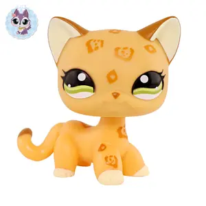 diylpshome Mini Animals Leopard Print Shorthair Cat #1120 Green Eyes with Accessories Toy Booble Head Figure For Kids Xmas Birthday Gift