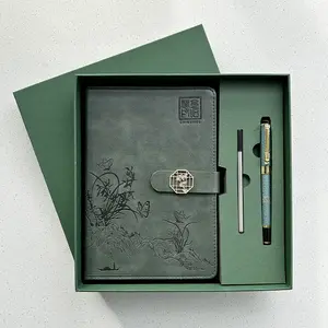 Chinsikol China Style Hard Cover Notebook Journal Gift Set, Beautiful Orchid Embossed Design, Springtime Theme, Ideal for Notes and Meetings