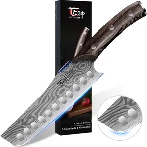 【TikTokShopSpringGlowUp】 SYOKAMI Nakiri Chef Knife, 7.2 Inch Japanese Style Vegetable kitchen Knife, Razor Sharp for Precision Cutting, Damascus Pattern, Ergonomic Full Tang Wooden Handle, Valentines Day, Cooking & Mother's Day Gifts