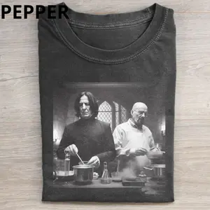 Snape and Walter White cooking tee-shirt, Humorous Print, Harry Potter Fan gift, Breaking Bad gift Harry Potter Breaking,Meme Cringe Funny,Classic Fashion Cotton Underwear Shirt Womenswear And Menswear T-Shirt, Graphic Tee