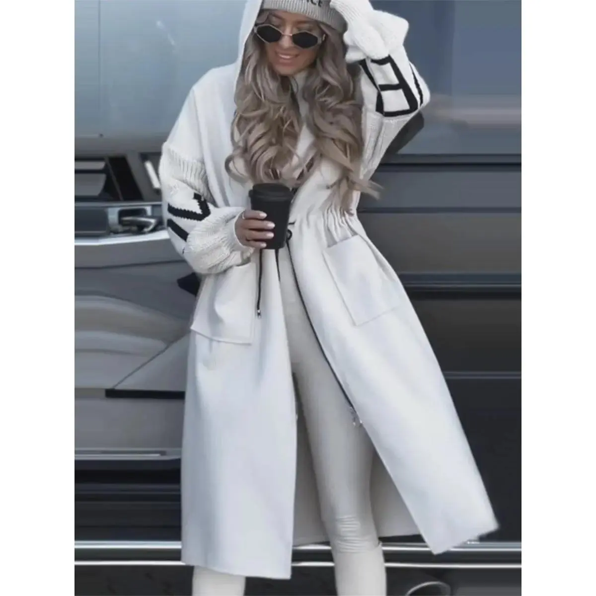 Windbreaker Long Jacket With Pockets For Women