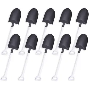OaaXbbECco Novelty Mini Shovel Shape Spoons Cute Disposable Plastic Dessert Spoons (50 black+white model 2)