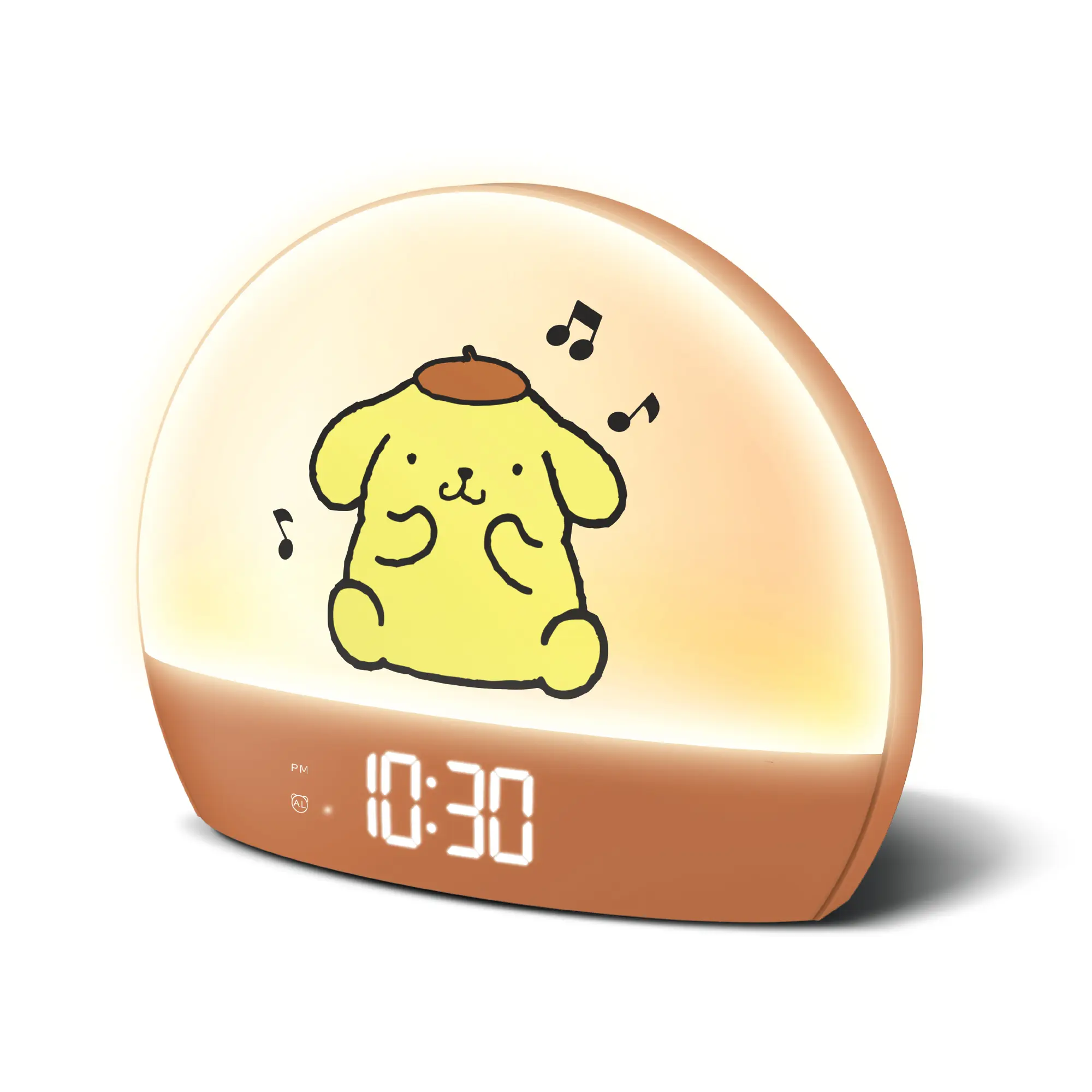 Hello Kitty Pompompurin Traditional Digital Alarm Clock - USB Charging, 6 Color Changing Light, Cute Girly Gifts for Girls' Room Desk Home Decor, Brown Home Decor Clock