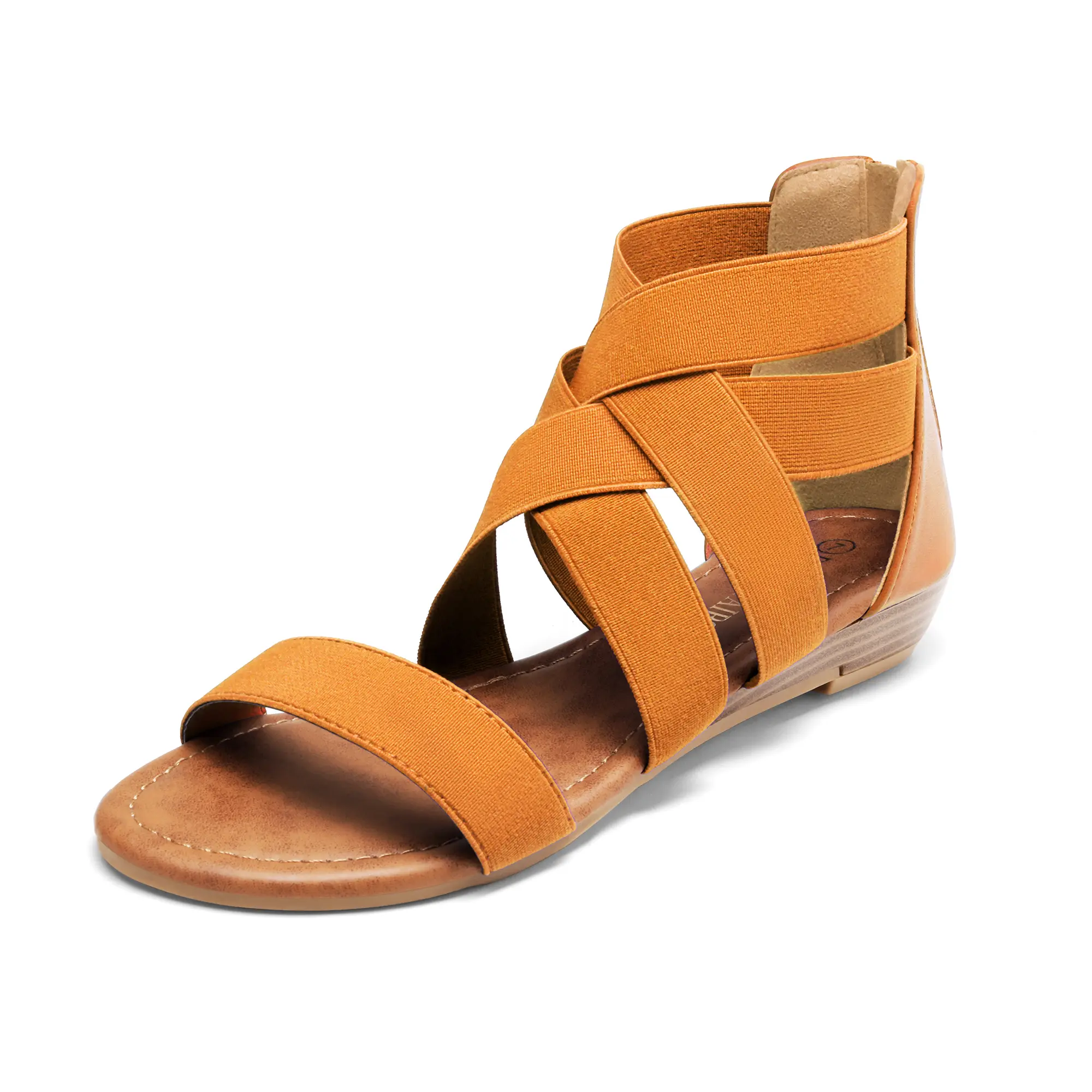 Dream Pairs Women's Synthetic Gladiator Sandals with Elastic Ankle Strap, Low Comfortable Heels, Cushioned Footwear with Flexible Sole, Wedge, Elegant, Rubber, Low Heel, Open Toe, 1" Heel Height
