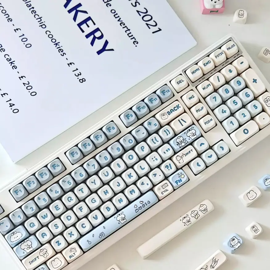 139-Key Band Puppy Theme Keycap Design Pbt Mechanical Keycaps, Dye Sublimation Process, Moa Profile, Compatible with Mx Axis, for 61/64/68/87/96/104/108 Keyboards