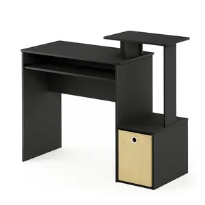 Black ECON Compact Cabinet Desk – Functional Office Furniture with Keyboard Tray, Extra Shelves, Ideal for Dorm, Home Office, Compact Cabinet Desks