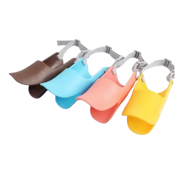 Adjustable Duck-Bill Dog Muzzle Soft Silicone Pet Mouth Cover Chews Blue Pink Yellow Stylish Design Prevents Barking Biting
