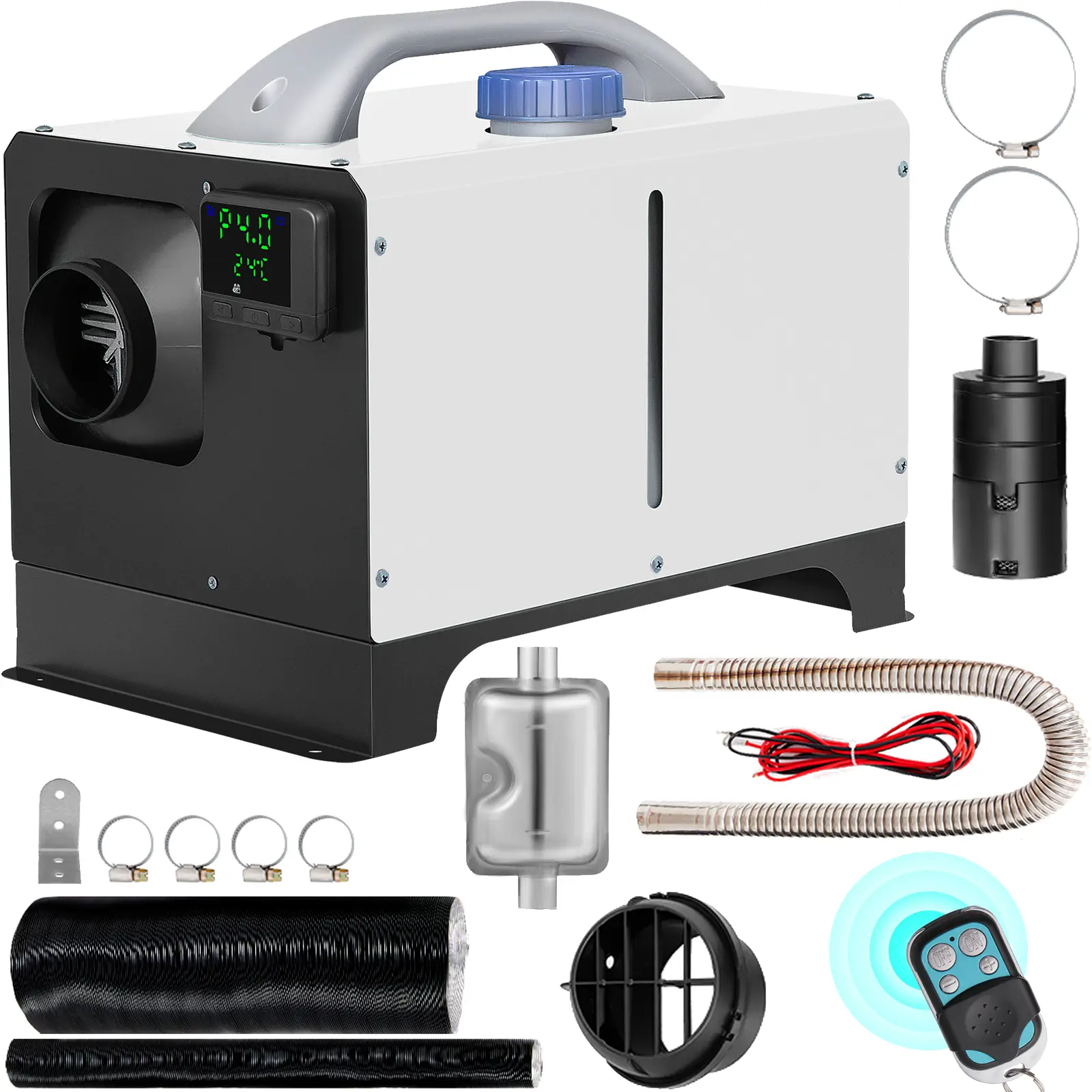 【Summerfinds】VEVOR Diesel Air Heater 8KW Parking Heater 12V Truck Heater One Air Outletwith Black LCD SwitchRemote ControlFast Heating Compact Diesel HeaterFor CarRV TruckBoatCampervansCaravans