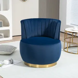Swivel Barrel Chair Velvet Modern Accent Chair, Round Upholstered Comfy Side Chair, Sherpa Chair with Gold Base for Nursery, Living Room, Bedroom, Office, Waiting Room, Hotel