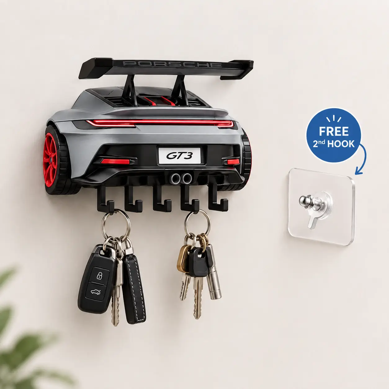 Sports Car Style Key Holder | 3D Printed Wall Mount Key Hook | Car Key Organizer | Garage Wall Decor Decorative Large  Coat Rack helmet motorcycle