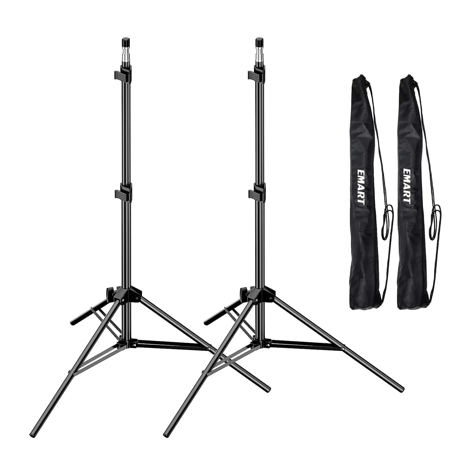 EMART 7Ft Light Stand for Photography, Speedlight, Flash, Softbox-2 Pack Portable Photo Video Tripod Stand with Carry Case for Strobe Light, Camera, Photographic Portrait