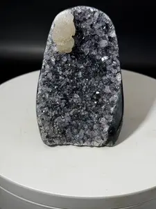 Black Amethyst Cut Base with Calcite Uruguay
