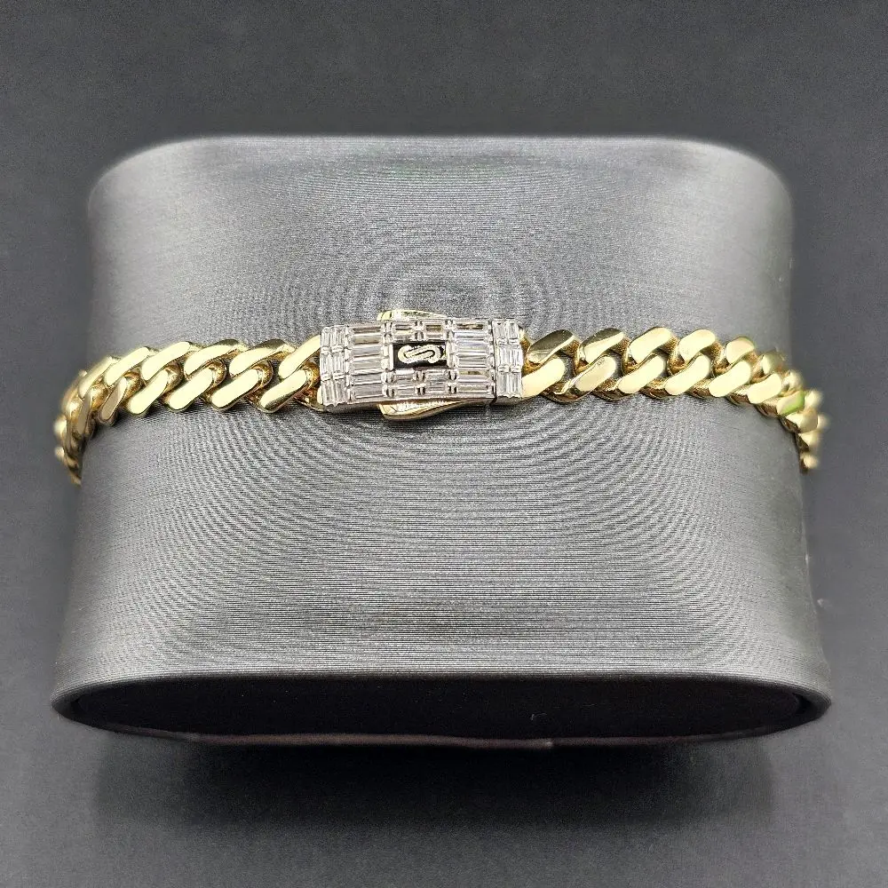 Gold 14k Bracelet Monaco Style 7-8 inches 5mm baguette