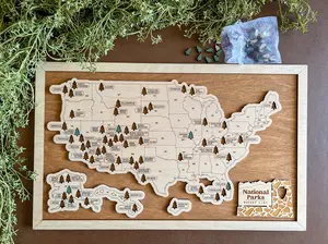 NATIONAL PARK *NEW DESIGN* - Bucket List Travel Map, National Parks Gift, Father's Day Gift, Mother's Day Gift