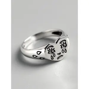 Women's Cute Heart Design Exquisite Trendy Heart Signet Ring, Vintage Trendy Retro Promise Engagement Rings, Stylish Vintage Jewelry As Birthday Gift for Women & Girls, Gifts for Wife, Vintage Rings