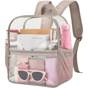 Clear Backpack Stadium Approved 12 x 6 x 11 in Small Transparent Backpack for Concerts Sports Events Festivals Travel Waterproof PVC Adjustable Straps for Women Men