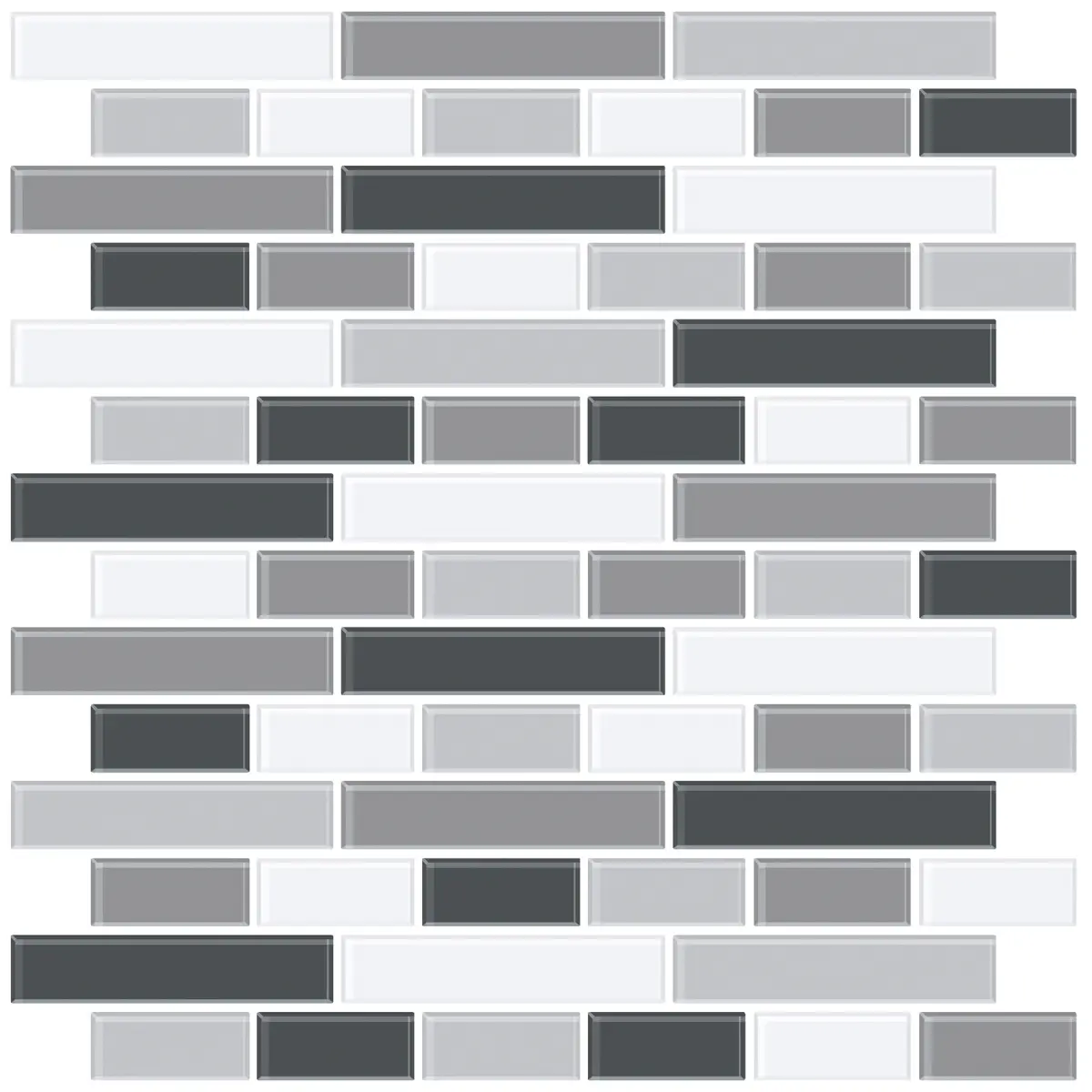 212 MAIN InHome NH2362 Glass-Like Smoked Peel & Stick Backsplash Tiles - 4 Panels, Greyscale, High Shine Smoke Finish, Easy Install, Indoor Use Home Improvement Building Supplies