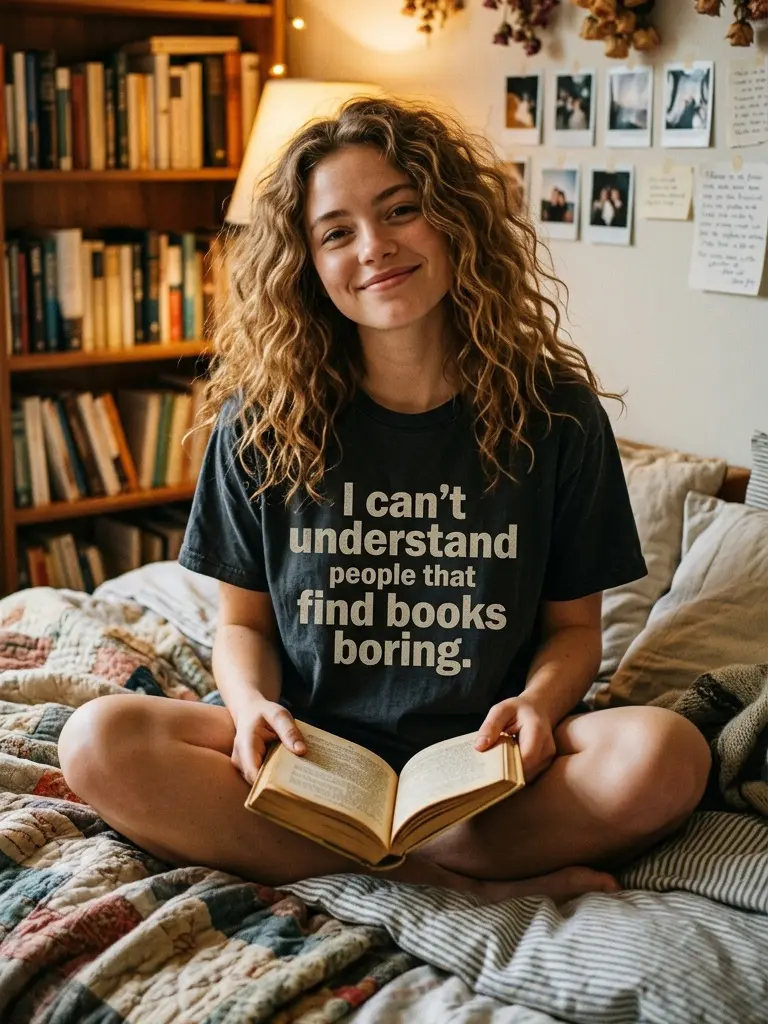 Washed Women's I Can't Understand People That Find Books Boring Front Print Tee