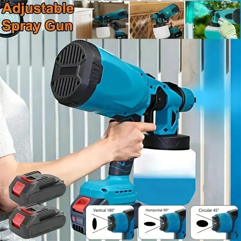 Cordless Handheld Electric Paint Sprayer - 850W High-Power, Easy-to-Clean, 2x1300 mAh Batteries, 800 ml Large-Capacity Container, Suitable for Garden Furniture & Fence Painting, Sprayer Accessories, Cordless Paint Sprayer
