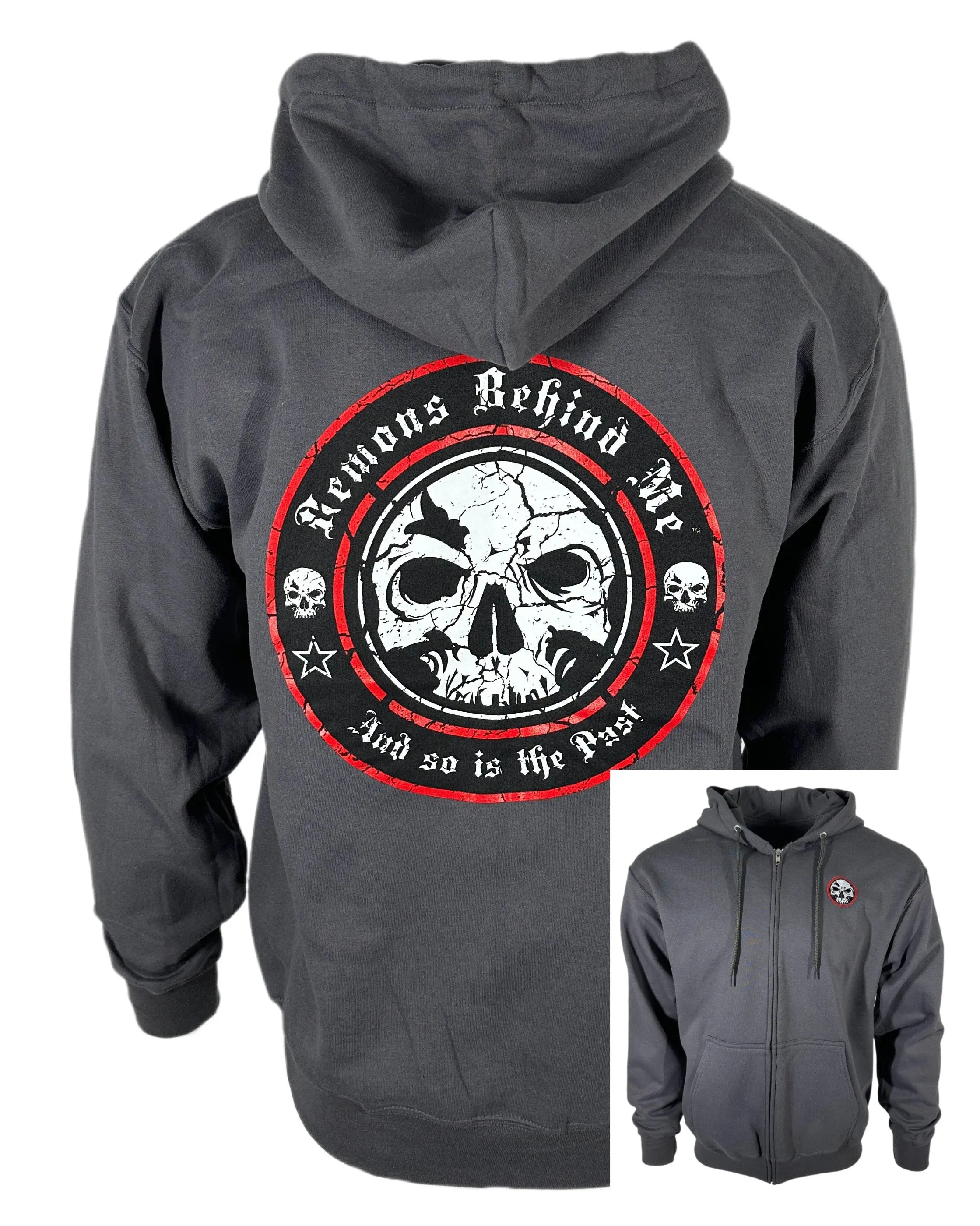 CLOSEOUT Unisex Red Ring Logo Charcoal Zip-Up Hoodie