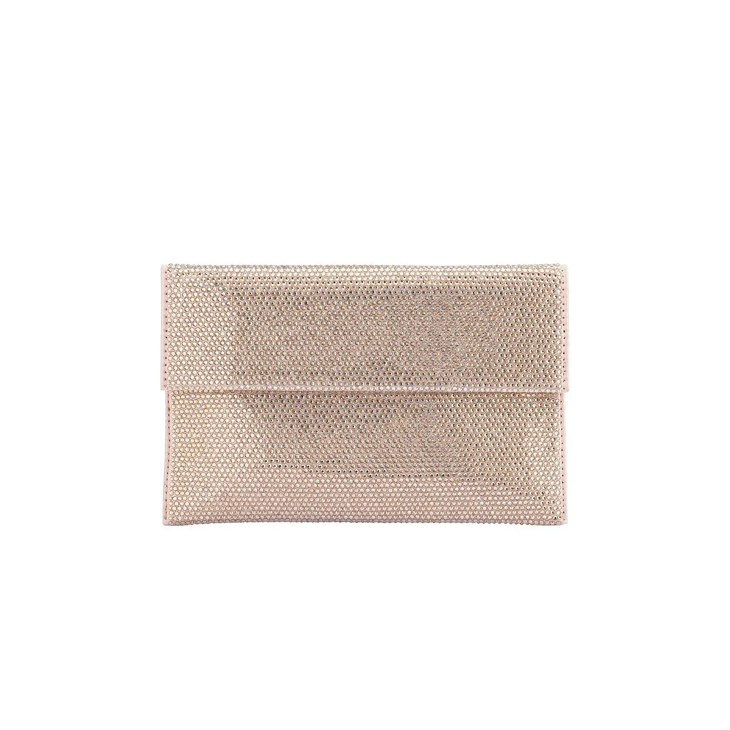 olga berg Cara Crystal Envelope Clutch in Champagne