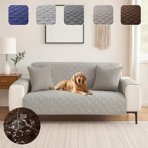Waterproof Sofa Cover for 3 Cushion Couch, Non-Slip Pet Friendly Couch Protector, Washable Furniture Slipcover with Elastic Straps & Foam Sticks, Washable Furniture Protectors, Scratch Resistant Sofa Mat, Sofa Protector, Living Room Decor
