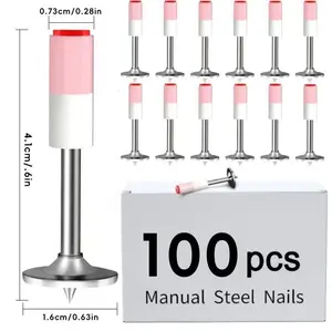 Mini Nails. 50pcs/100pcs/set 7.3mm Nail Round. Steel Nail Pneumatic Rivets, Ceiling Cable Installation and Maintenance Accessories, Self Drilling Anchors, Hardware, Metal