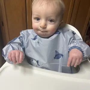 Waterproof Long Sleeve Bib, 1 Count Washable Feeding Bib, Soft Toddler Bibs for 6-24 Months, Baby Care & Health Supplies