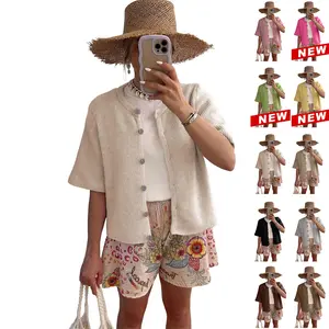 Tanming Women's Short Sleeve Cardigan Sweaters Crew Neck Button Down Soft Ribbed Knitting Tops Lightweight Breathable Summer Layering Cover Up Knitwear Top Flattering Fit for Casual Office Work Travel Springfresh Womenswear #SpringStatements