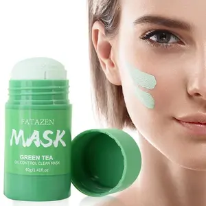 FATAZEN Green Tea Organic Oil Control Clean Mask Stick, Deep Pore Cleansing, Soothing, Blackhead & Oil Control, Purifying Clay Mask Stick for All Skin Types, 40g
