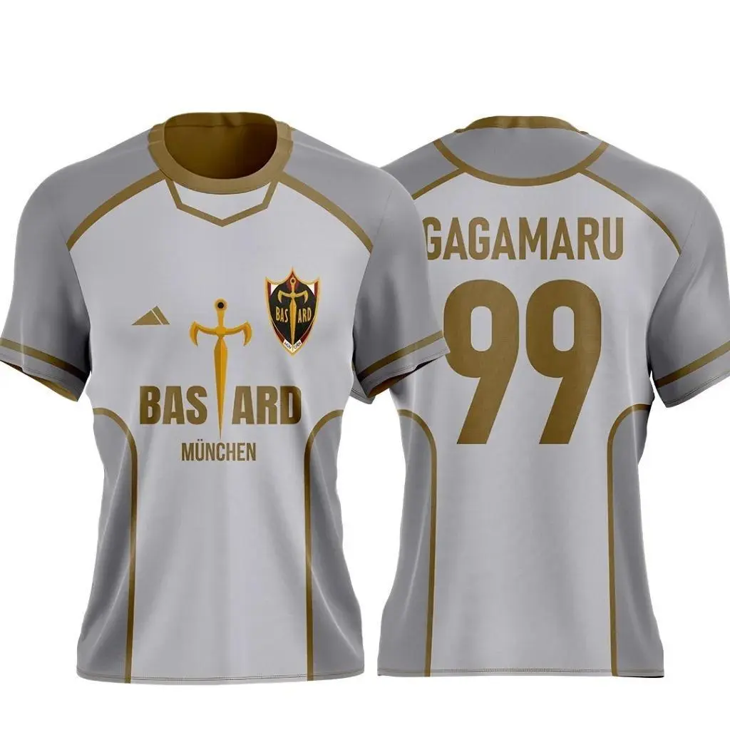 Unisex Blue Lock Anime Printed O-Neck Short Sleeve Polyester T-Shirt - Lightweight Sportswear for Anime Fans, Featuring Bastard München 99 Gagamaru and Other Characters, Sportwear, Multi-Size